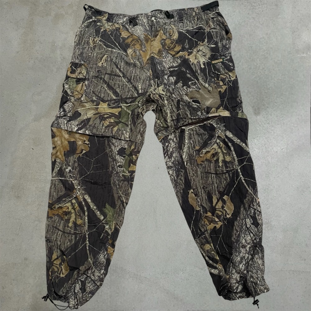 Remington Cargo Pants Mens XL Brown Camo Mossy Oak Zip Off Convertible Hiking